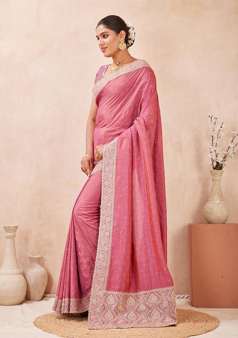 Gajari Embroidery Silk Saree Set - Indya