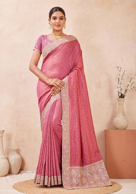 Gajari Embroidery Silk Saree Set