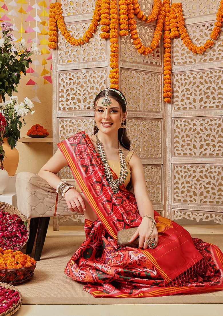 Multicolor Printed Silk Saree Set - Indya