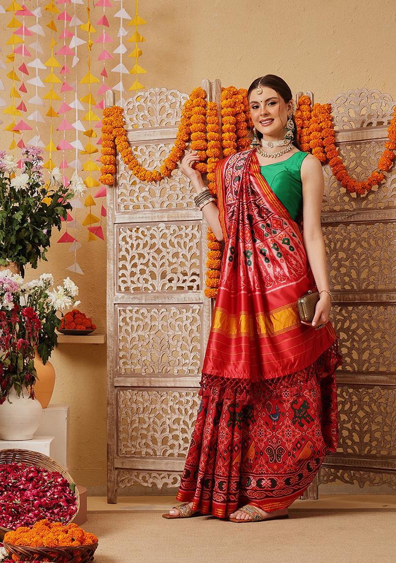 Multicolor Printed Silk Saree Set - Indya