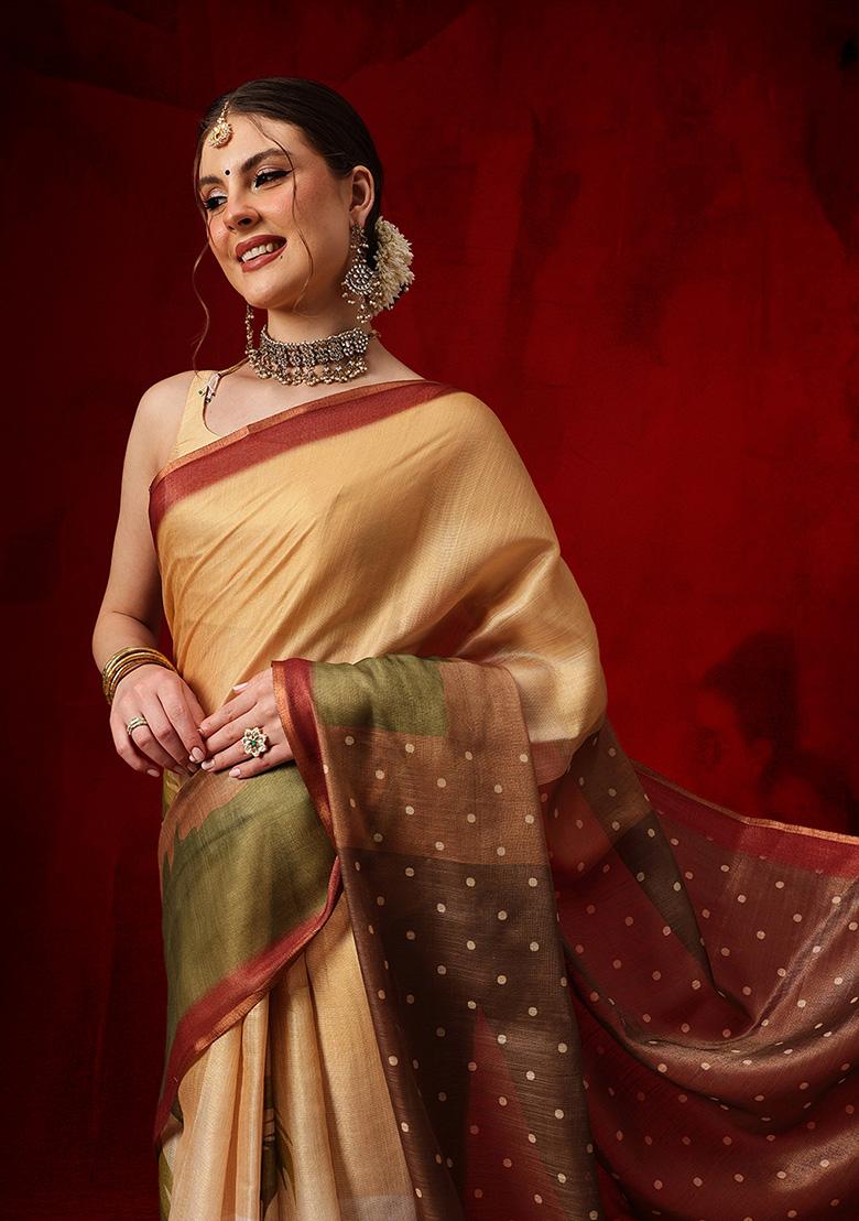 Multicolor Printed Cotton Saree Set - Indya