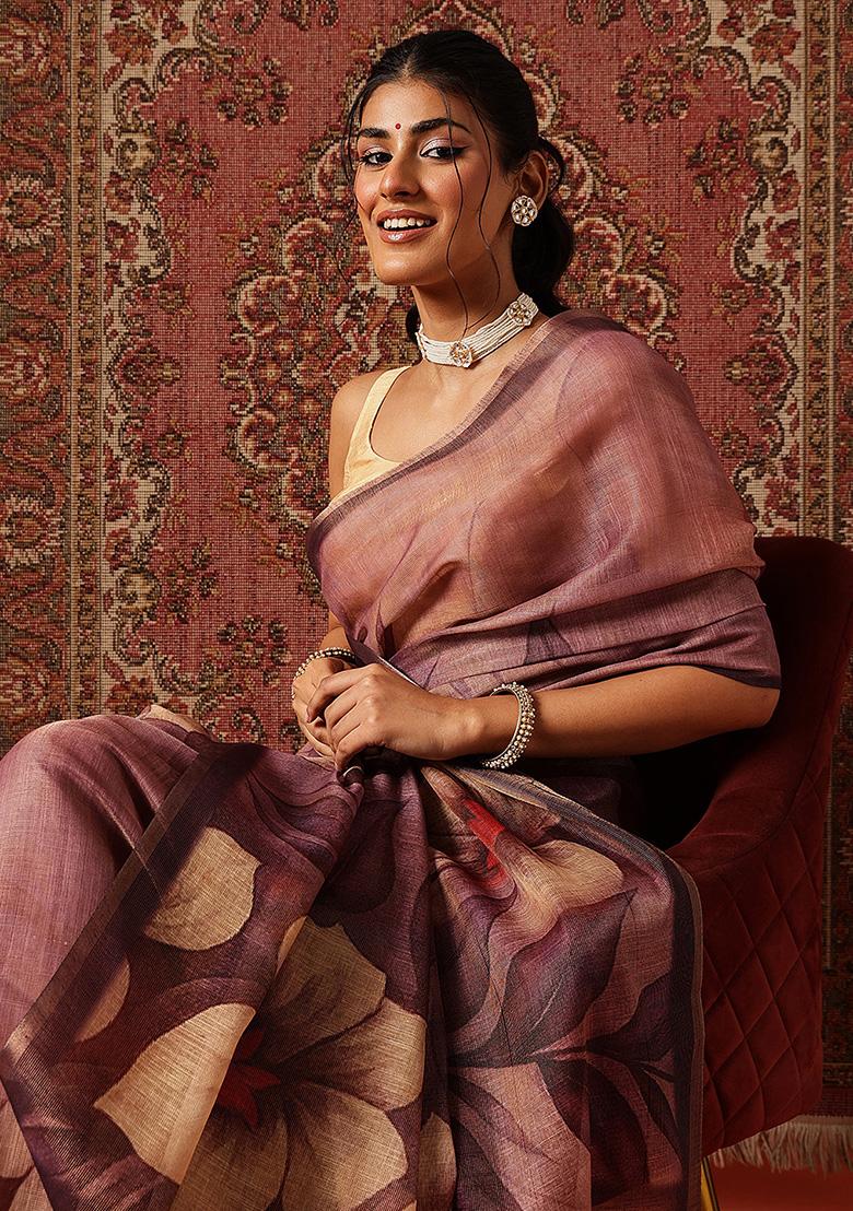 Multicolor Printed Silk Saree Set - Indya