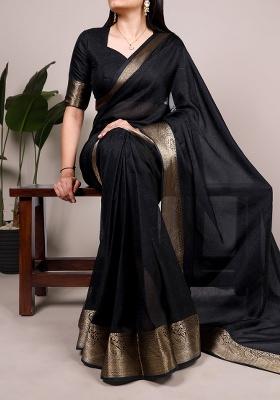 Black Printed Mass Mello Saree Set