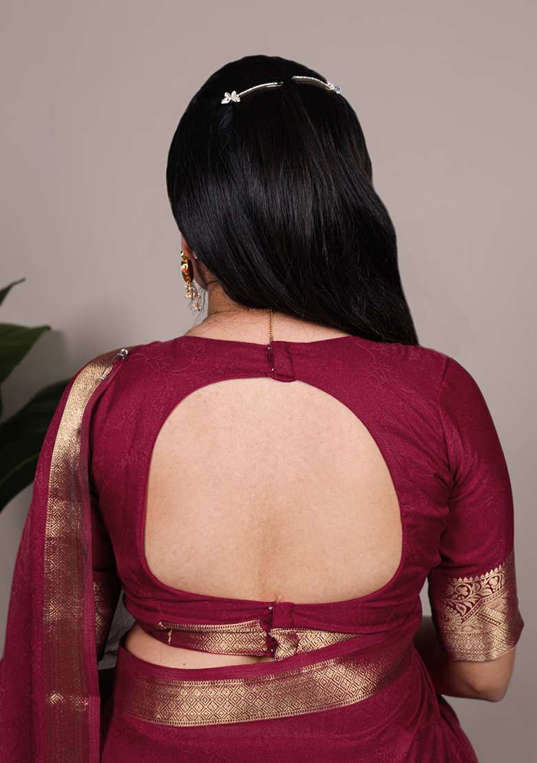 Crimson Printed Mass Mello Saree Set for Diwali and Festive Wear - Indya