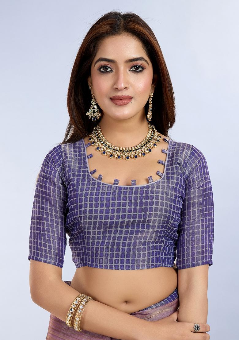 Brown Embroidery Silk Saree Set - Indya