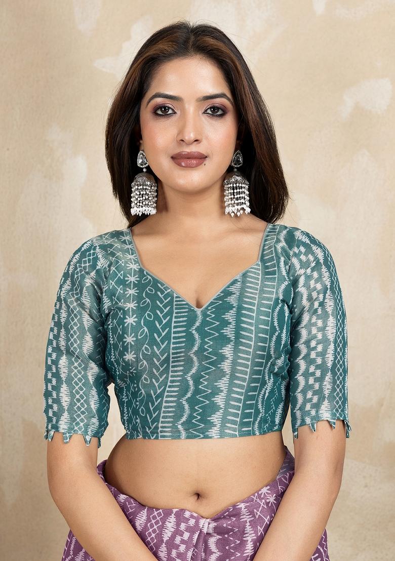 Violet Embroidery Silk Saree Set - Indya