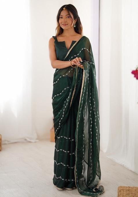 Green Gota Patti Silk Saree Set