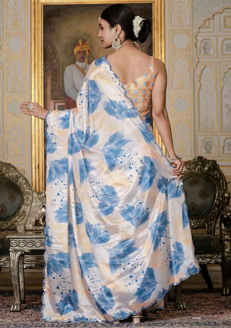 Multicolor Silk Blend Saree Set with Gota Patti for Diwali | Wedding & Festive Wear - Indya