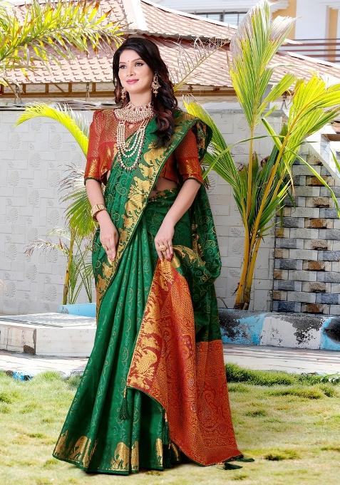 Multicolor Weaving Work Silk Saree Set