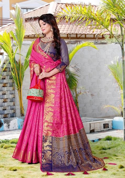 Multicolor Weaving Work Silk Saree Set