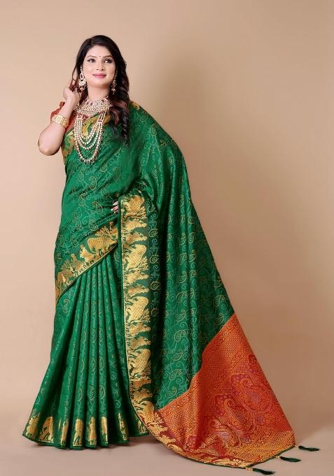 Multicolor Weaving Work Silk Saree Set