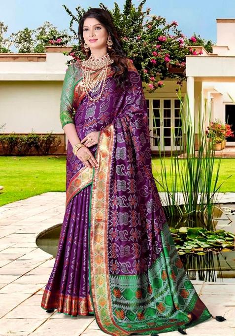 Multicolor Weaving Work Silk Saree Set