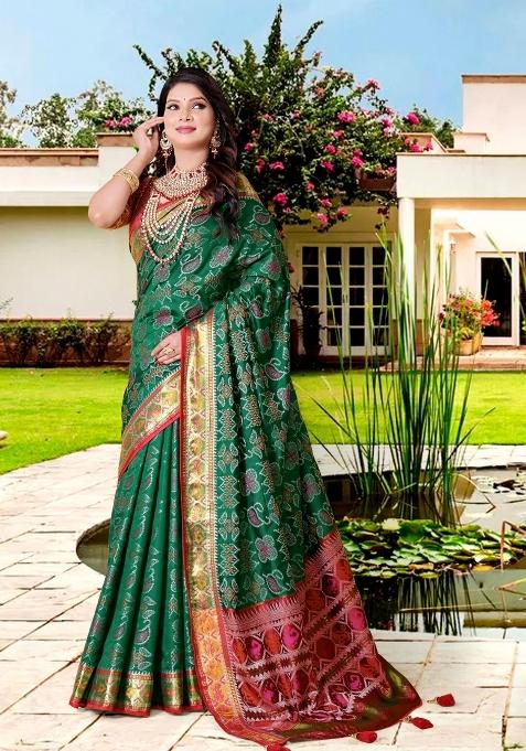 Multicolor Weaving Work Silk Saree Set