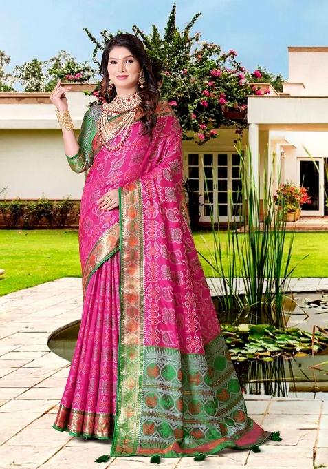 Multicolor Weaving Work Silk Saree Set