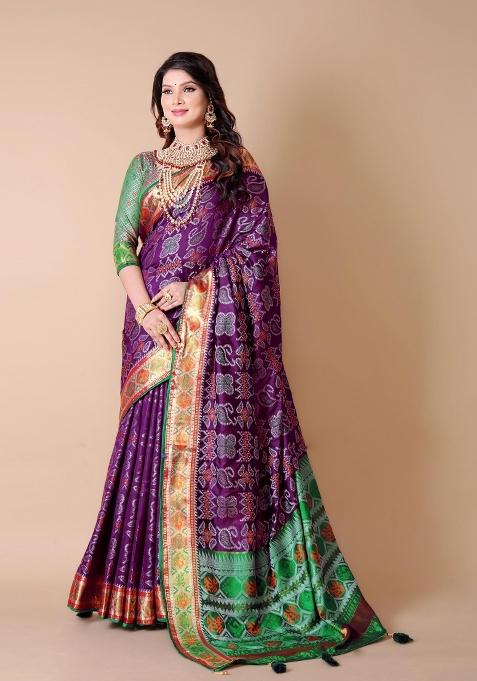 Multicolor Weaving Work Silk Saree Set