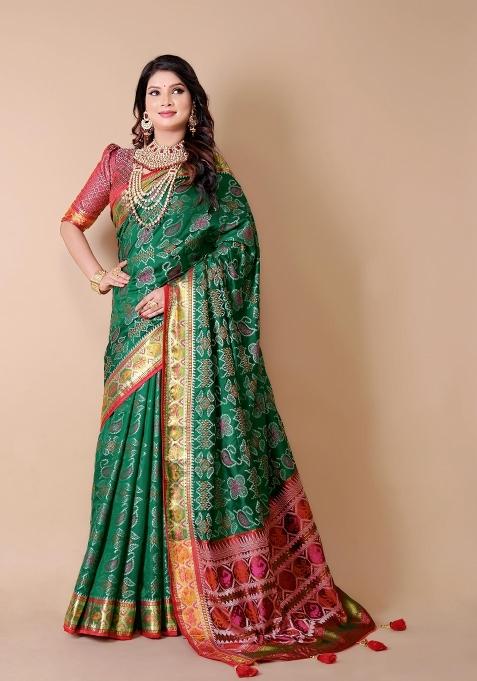 Multicolor Weaving Work Silk Saree Set
