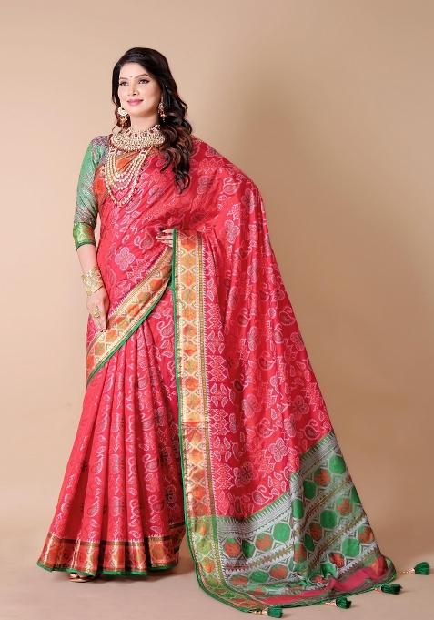 Multicolor Weaving Work Silk Saree Set