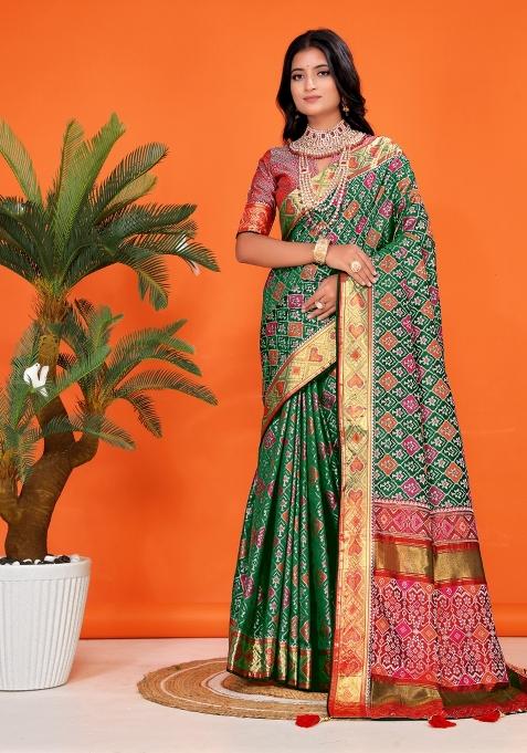 Multicolor Weaving Work Silk Saree Set