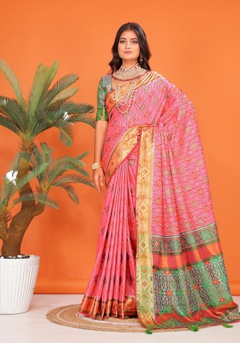 Multicolor Weaving Work Silk Saree Set