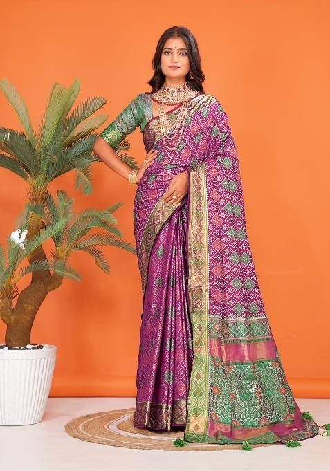 Multicolor Weaving Work Silk Saree Set