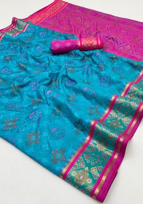 Multicolor Weaving Work Silk Saree Set