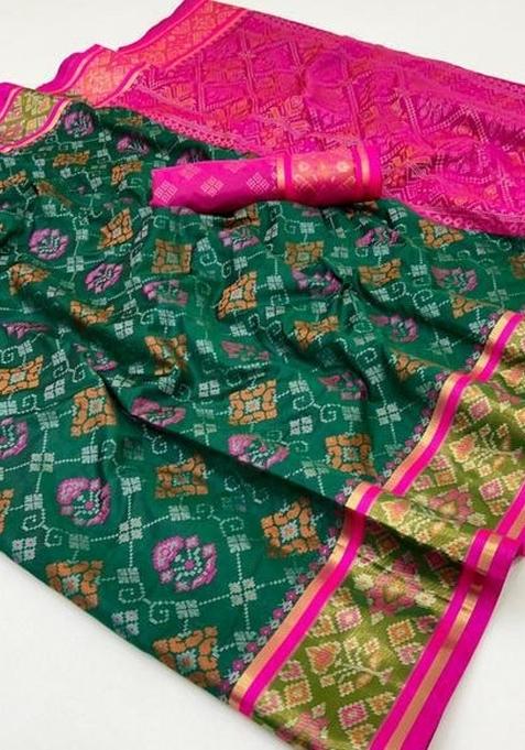 Multicolor Weaving Work Silk Saree Set