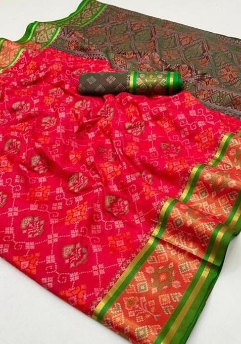 Multicolor Weaving Work Silk Saree Set