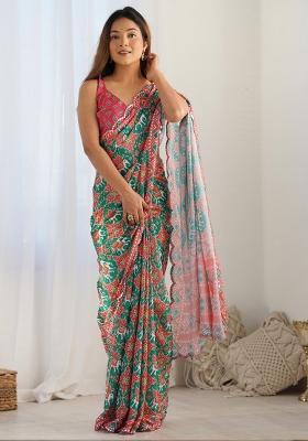 Multicolor Gota Patti Silk Saree Set