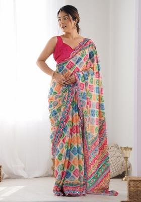 Multicolor Gota Patti Silk Saree Set