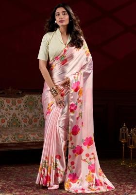 Baby Pink Gota Patti Silk Saree Set