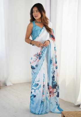 Sky Blue Gota Patti Silk Saree Set