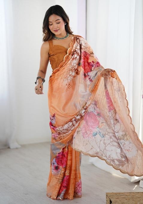 Multicolor Gota Patti Silk Saree Set