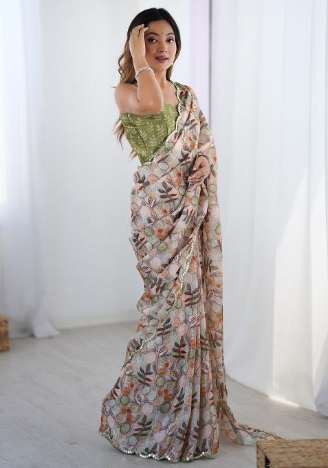 Multicolor Gota Patti Silk Saree Set