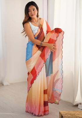 Multicolor Gota Patti Silk Saree Set