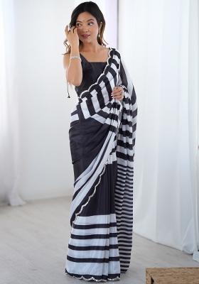 Black Gota Patti Silk Saree Set