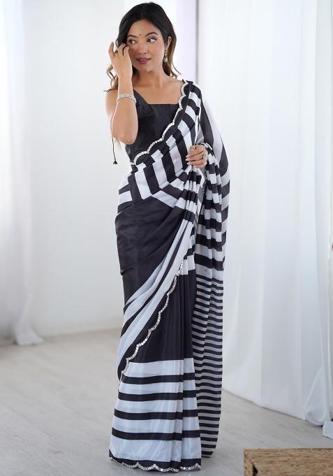 Black Gota Patti Silk Saree Set