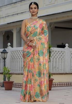 Mustard Gota Patti Silk Saree Set