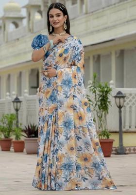 Off White Gota Patti Silk Saree Set