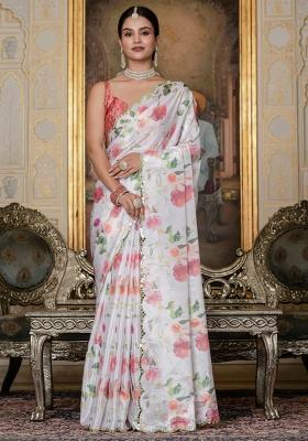 Off White Gota Patti Silk Saree Set