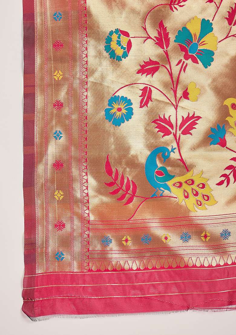 Rama Zari Woven Silk Blend Saree Set for Diwali | Wedding & Festive Wear - Indya