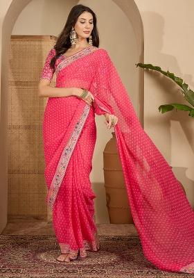 Gajari Bandhni Georgette Saree Set