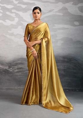 Gold Embellished Silk Saree Set