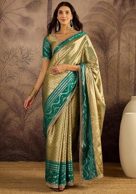 Green Zari Silk Saree Set