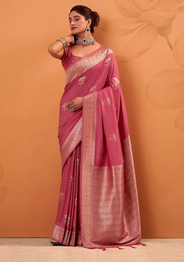 Gajari Woven Silk Blend Saree Set - Indya