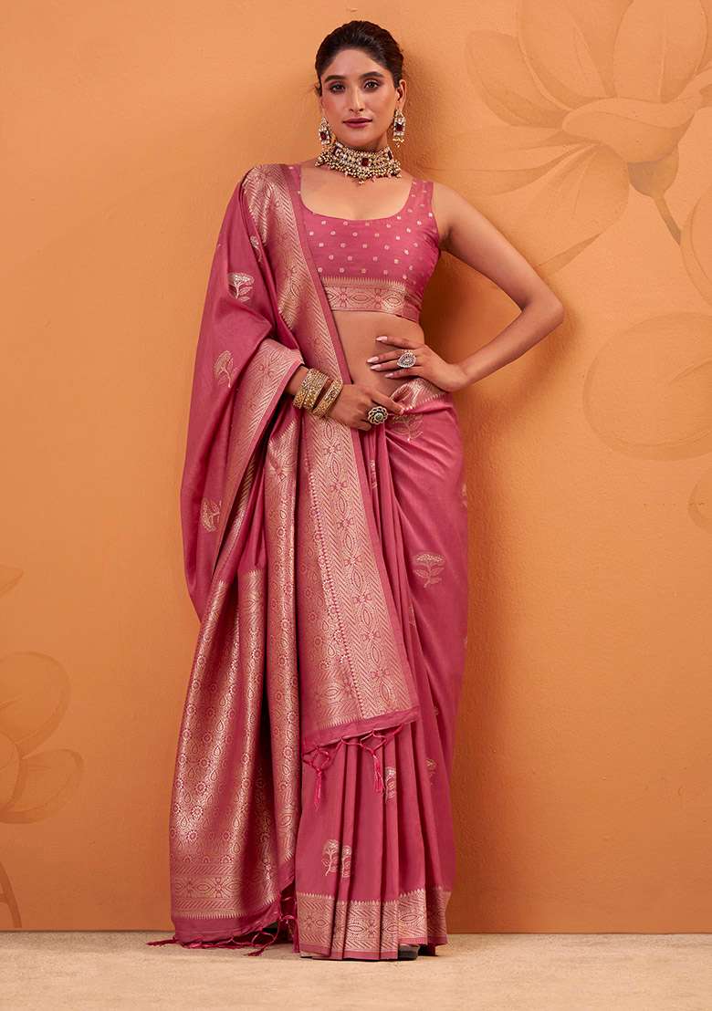 Gajari Woven Silk Blend Saree Set - Indya