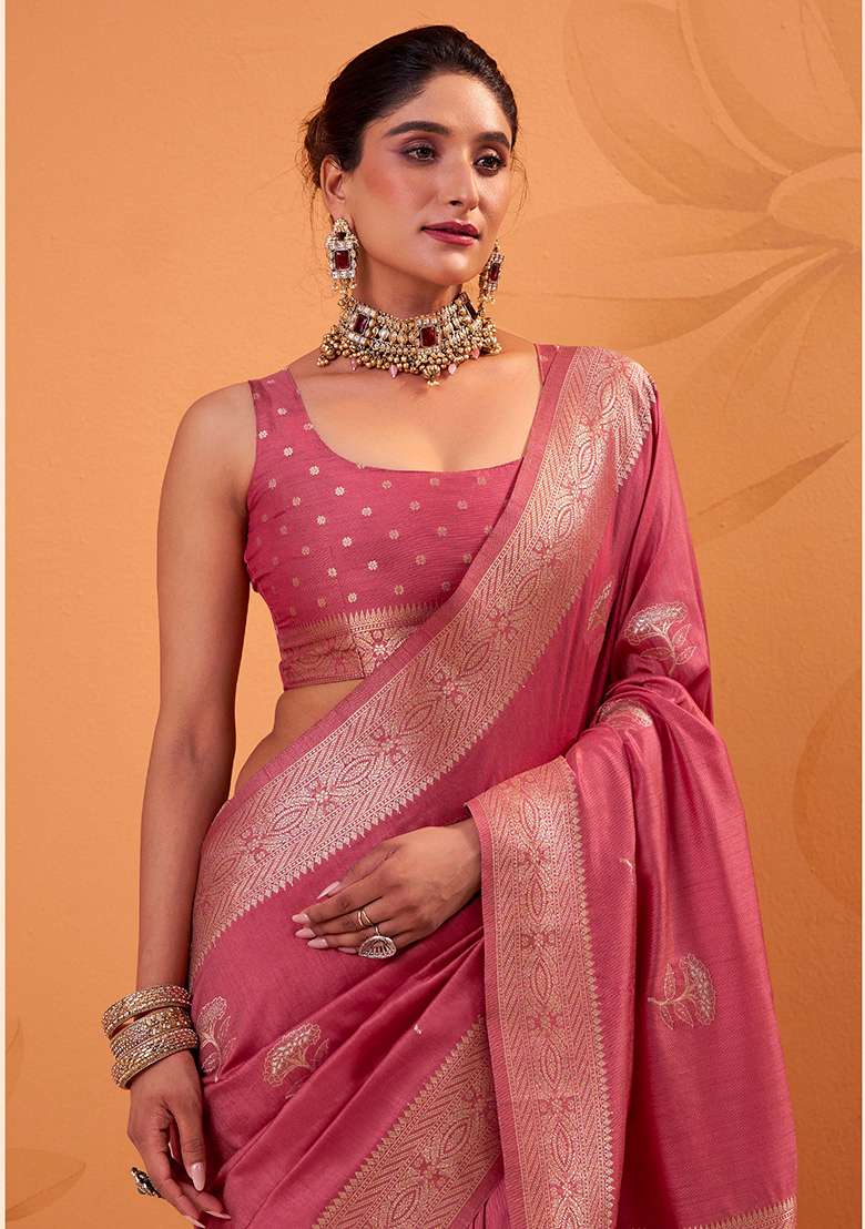 Gajari Woven Silk Blend Saree Set - Indya