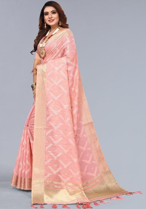 Pink Embroidery Cotton Saree
