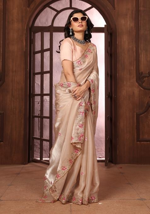 Pink Embroidery Jimmy Choo Saree