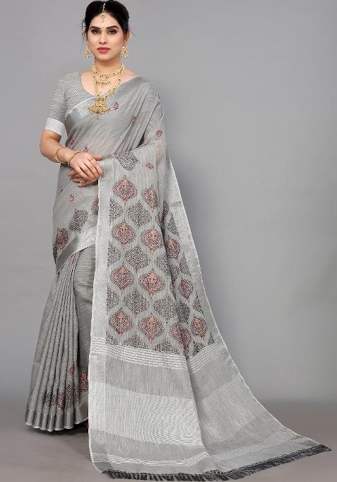 Green Embroidery Cotton Saree