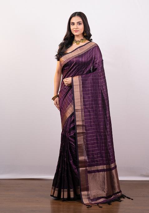 Purple Woven Silk Saree